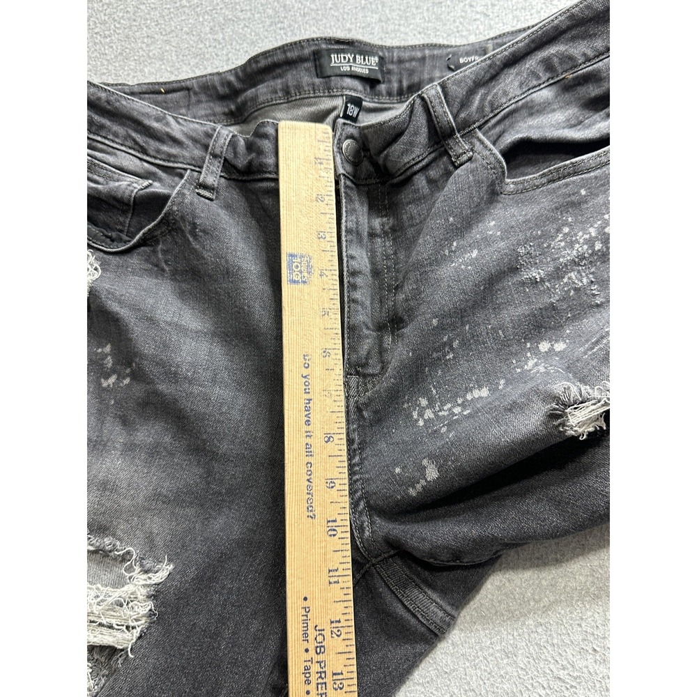 Judy Blue Jeans Womens 18W Plus Black Boyfriend Distressed Paint Splatter JB8867 - Picture 13 of 16